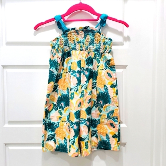 TOMMY BAHAMA SHORTS ROMPER SMOCKED TOP 100% COTTON FRUIT PRINT GIRLS TODDLER 4T - Picture 1 of 13